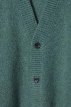 Clearance COS BRUSHED-WOOL V-NECK CARDIGAN TEAL