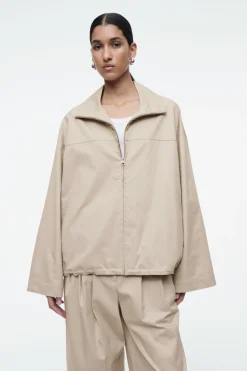 Clearance COS BUBBLE-HEM COTTON JACKET BEIGE