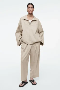 Clearance COS BUBBLE-HEM COTTON JACKET BEIGE