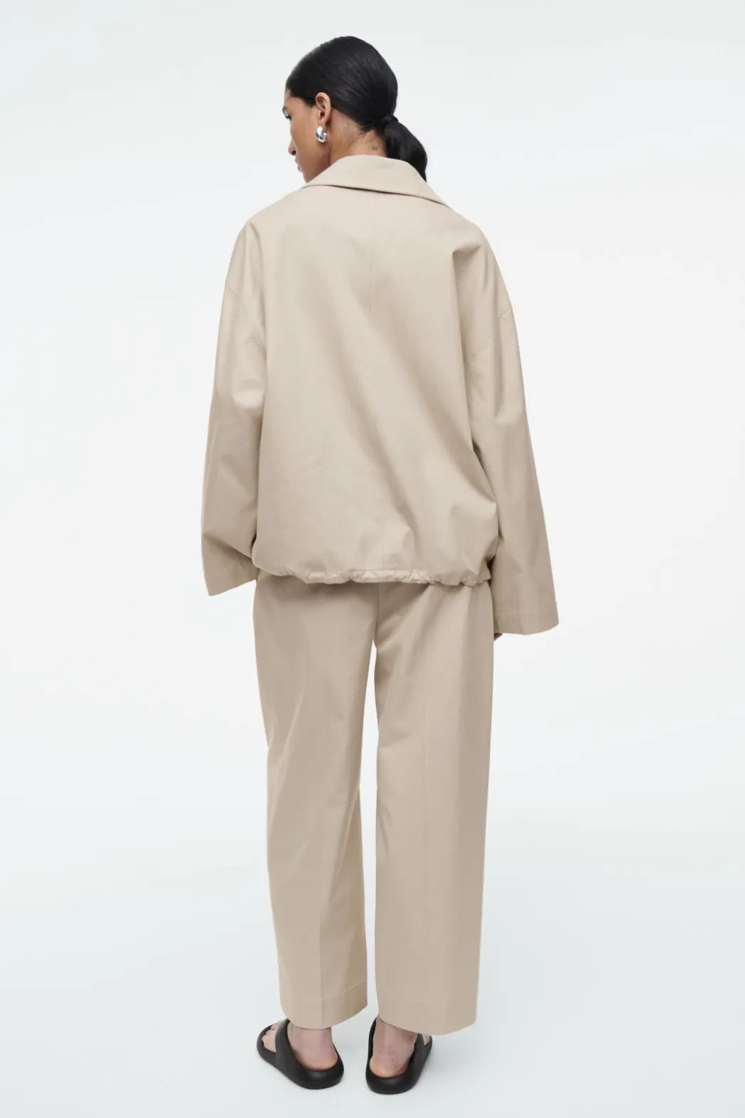 Clearance COS BUBBLE-HEM COTTON JACKET BEIGE