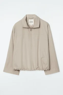 Clearance COS BUBBLE-HEM COTTON JACKET BEIGE