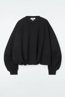 Clearance COS BUBBLE-HEM SWEATSHIRT BLACK