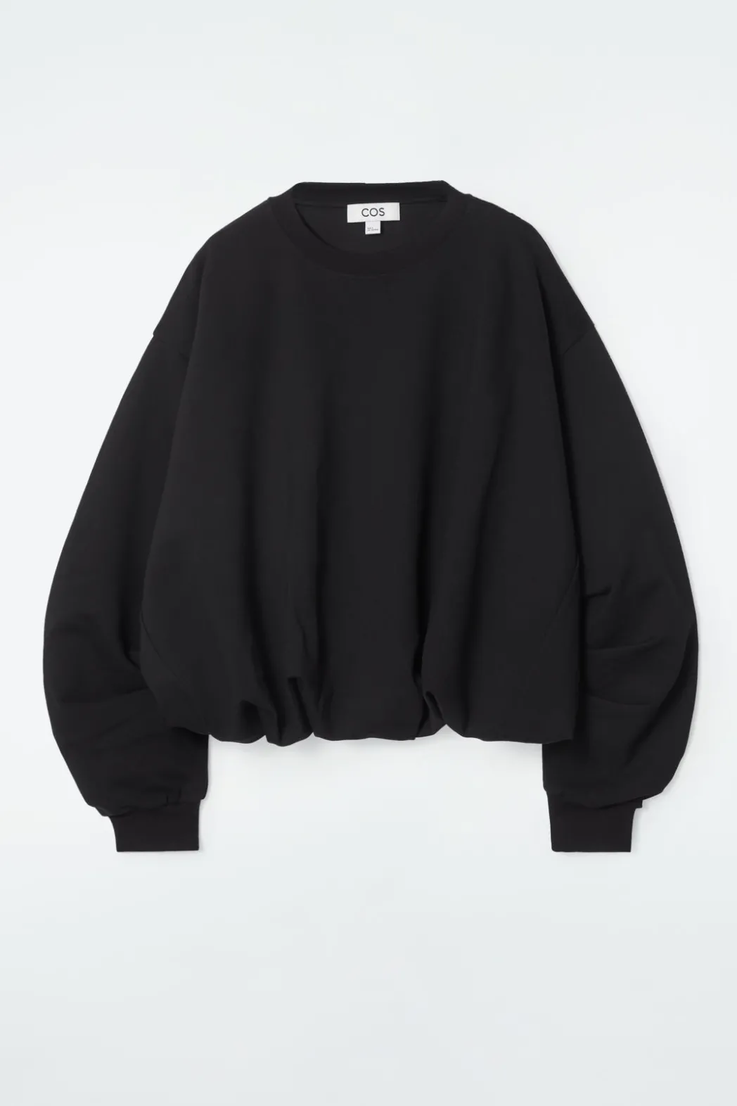Clearance COS BUBBLE-HEM SWEATSHIRT BLACK