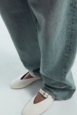 Clearance COS BUCKLED BALLET FLATS IVORY