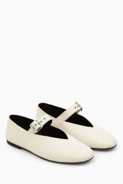Clearance COS BUCKLED BALLET FLATS IVORY