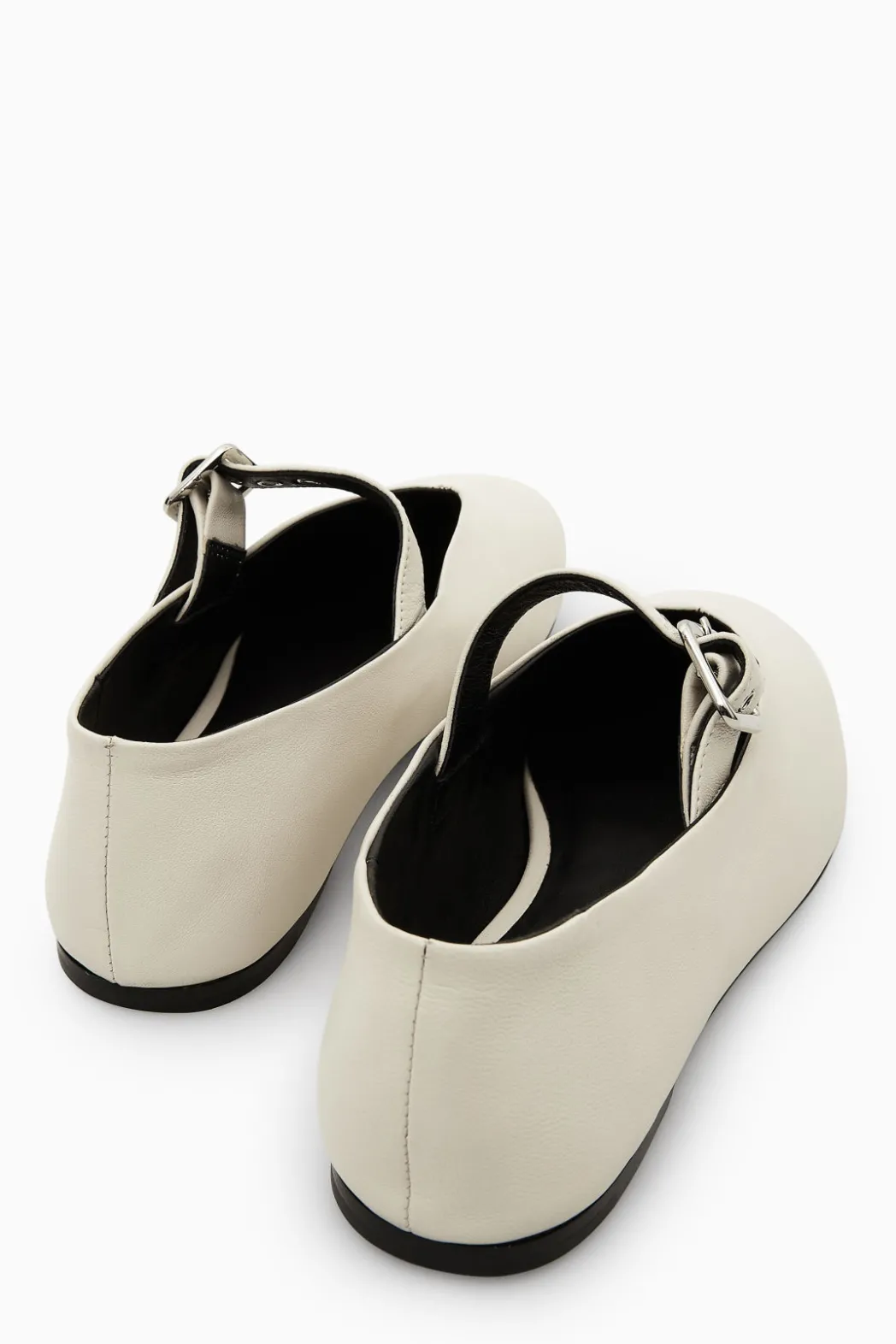 Clearance COS BUCKLED BALLET FLATS IVORY