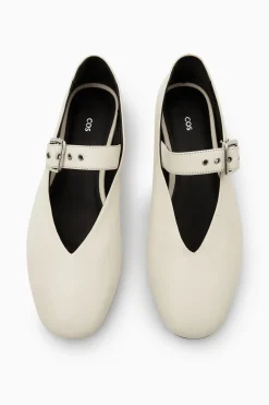 Clearance COS BUCKLED BALLET FLATS IVORY