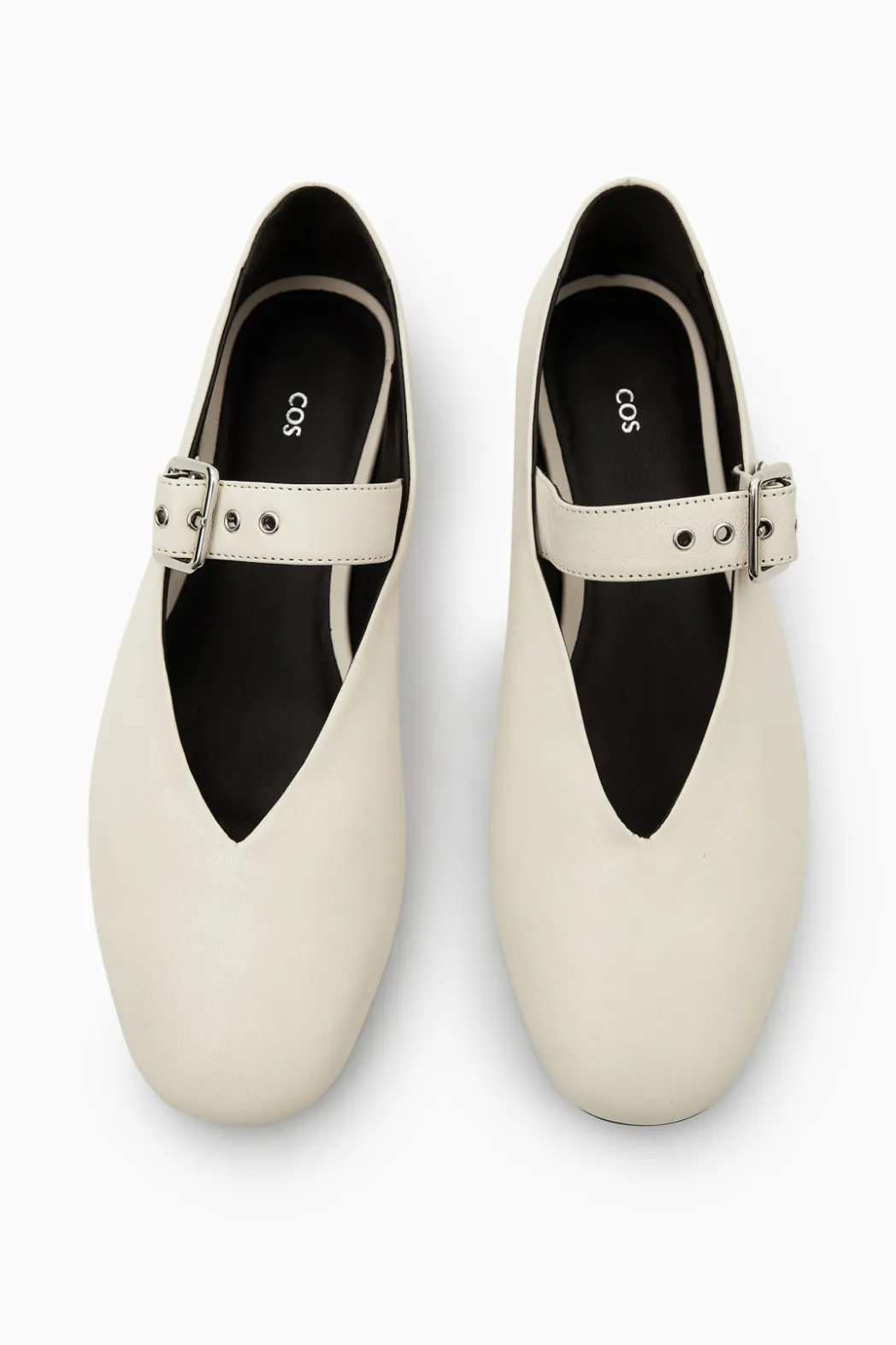 Clearance COS BUCKLED BALLET FLATS IVORY
