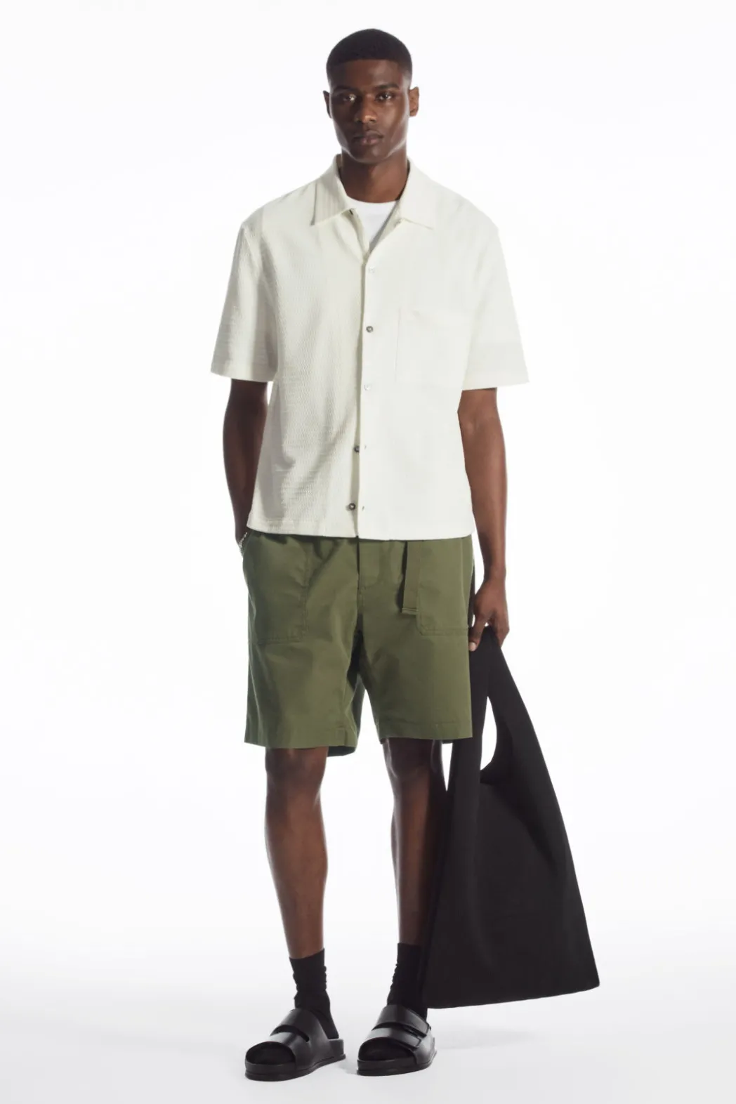 COS BUCKLED UTILITY SHORTS KHAKI BROWN