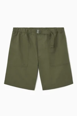 COS BUCKLED UTILITY SHORTS KHAKI BROWN