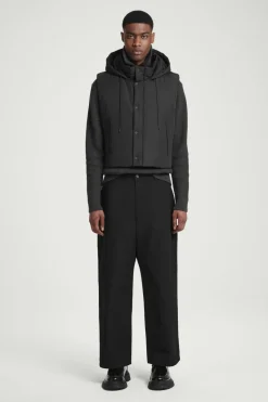 New COS BUCKLED-SIDE PADDED HOODED VEST BLACK