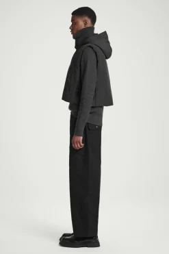 New COS BUCKLED-SIDE PADDED HOODED VEST BLACK