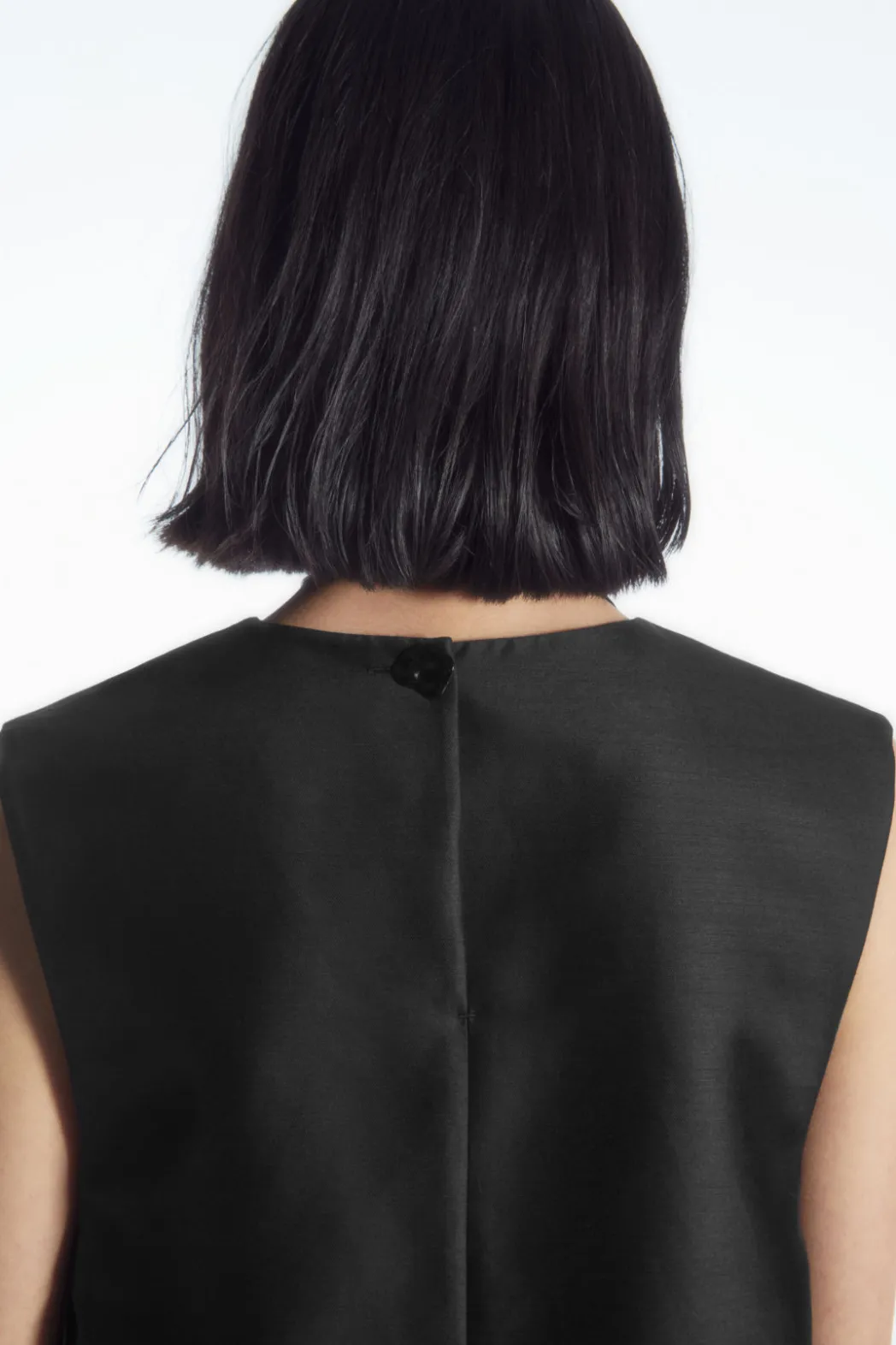 Clearance COS BUTTON-DETAIL WOOL-BLEND DRESS BLACK