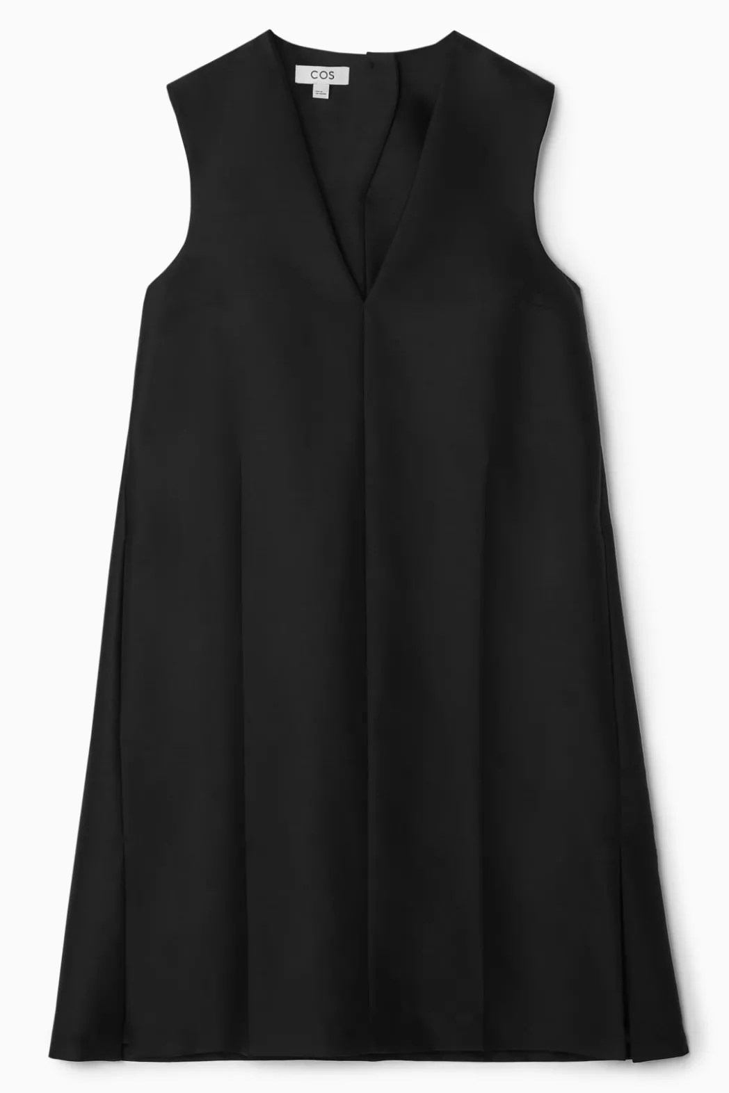 Clearance COS BUTTON-DETAIL WOOL-BLEND DRESS BLACK
