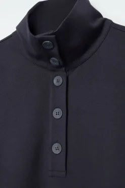 Sale COS BUTTONED FUNNEL-NECK TOP NAVY