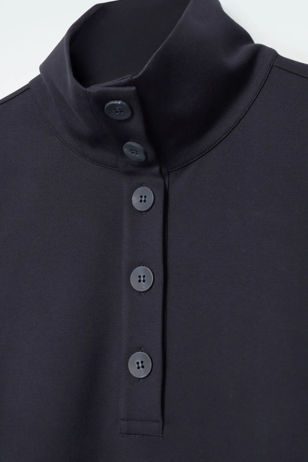 Sale COS BUTTONED FUNNEL-NECK TOP NAVY