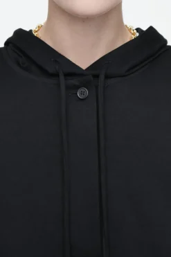 Sale COS BUTTONED LIGHTWEIGHT JERSEY HOODIE BLACK