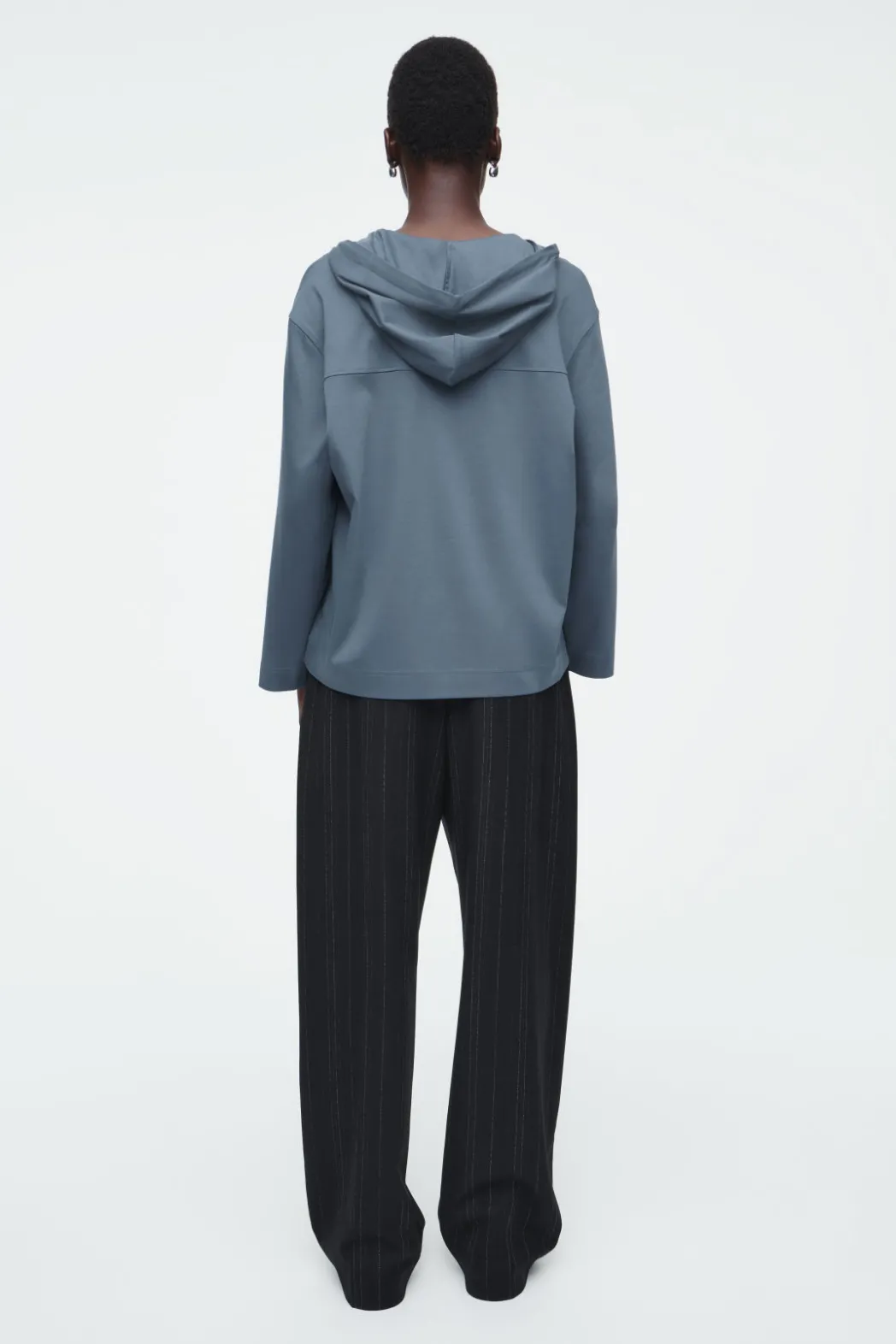 Hot COS BUTTONED LIGHTWEIGHT JERSEY HOODIE BLUE
