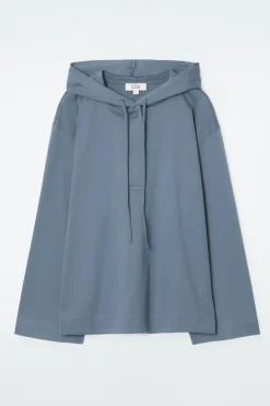 Hot COS BUTTONED LIGHTWEIGHT JERSEY HOODIE BLUE