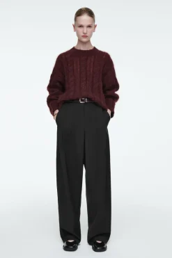 Clearance COS CABLE-KNIT MOHAIR SWEATER BROWN