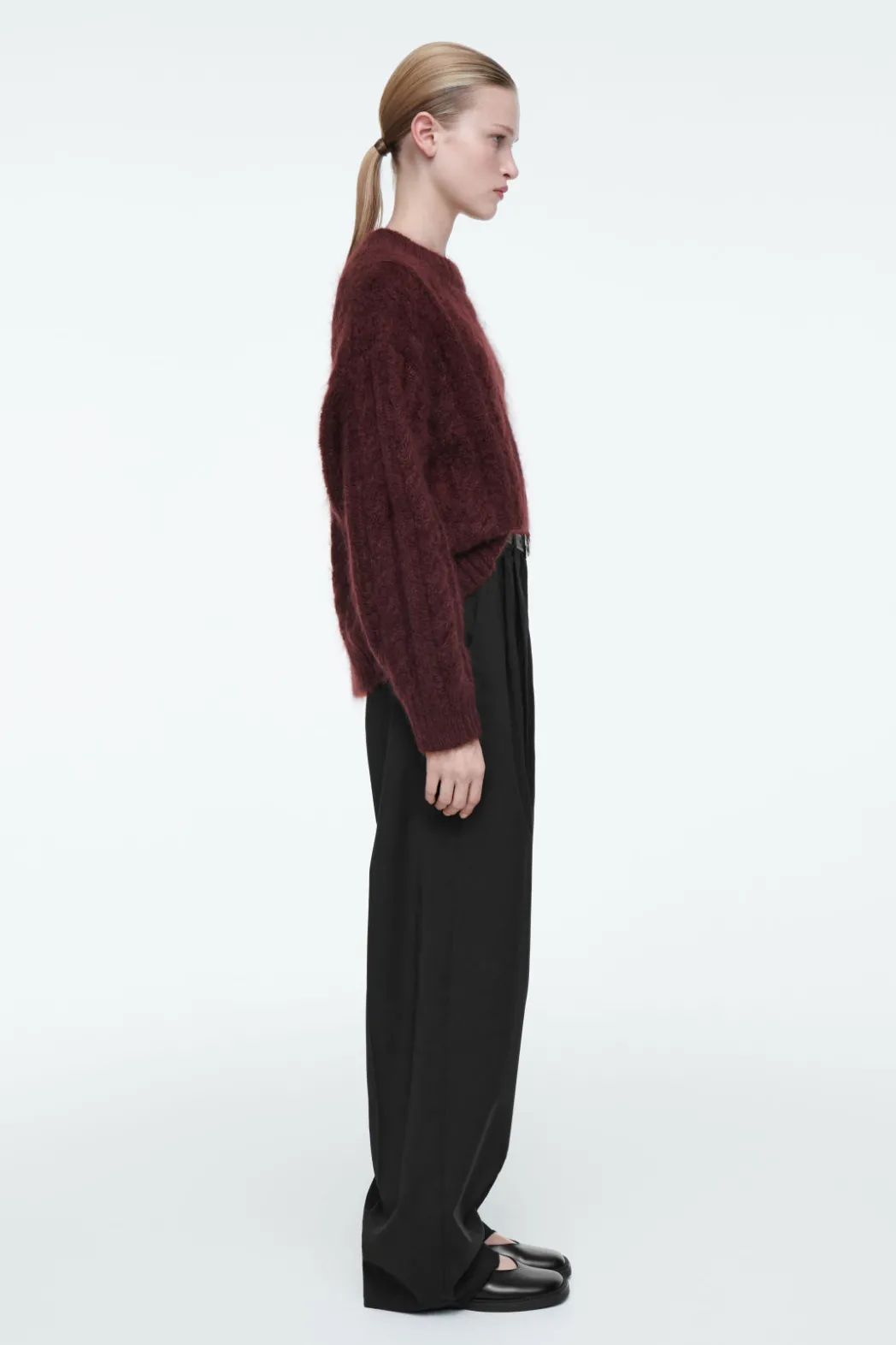 Clearance COS CABLE-KNIT MOHAIR SWEATER BROWN