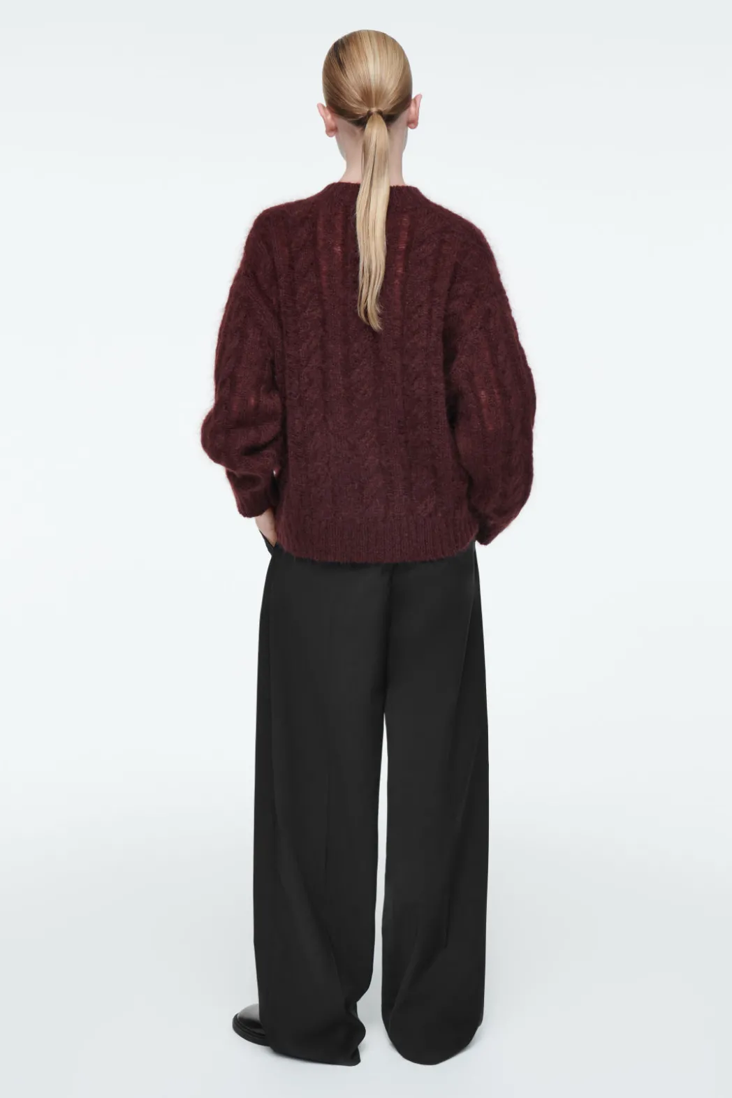Clearance COS CABLE-KNIT MOHAIR SWEATER BROWN