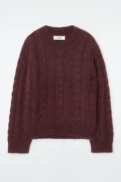 Clearance COS CABLE-KNIT MOHAIR SWEATER BROWN