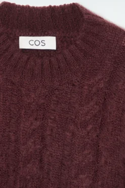 Clearance COS CABLE-KNIT MOHAIR SWEATER BROWN
