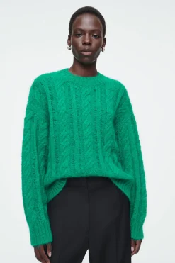 Online COS CABLE-KNIT MOHAIR SWEATER GREEN