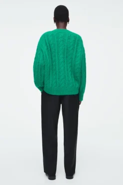Online COS CABLE-KNIT MOHAIR SWEATER GREEN
