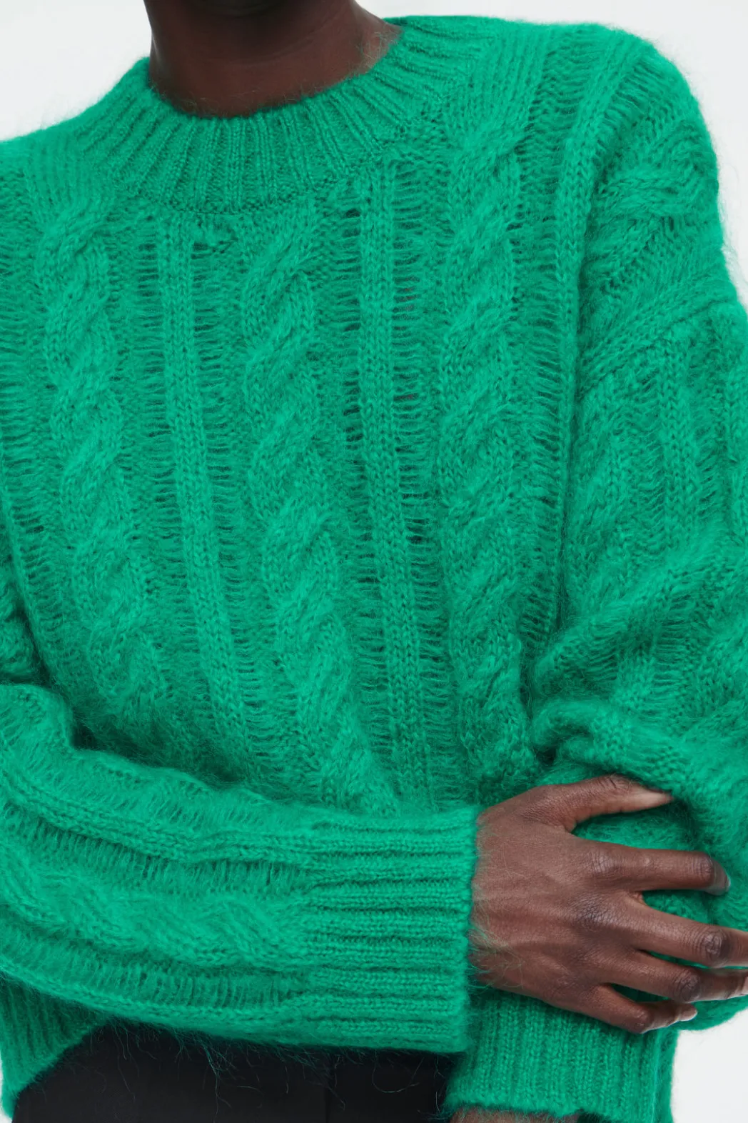 Online COS CABLE-KNIT MOHAIR SWEATER GREEN