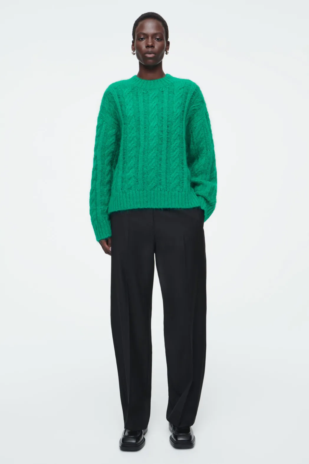 Online COS CABLE-KNIT MOHAIR SWEATER GREEN
