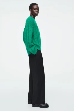 Online COS CABLE-KNIT MOHAIR SWEATER GREEN