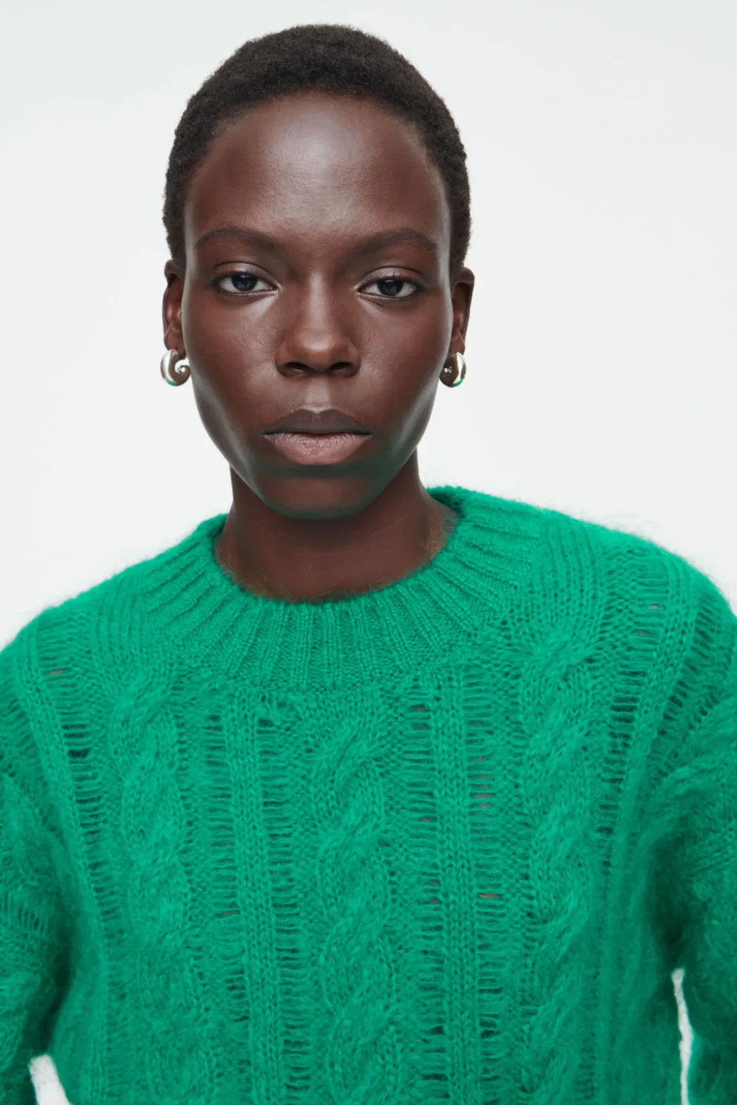 Online COS CABLE-KNIT MOHAIR SWEATER GREEN