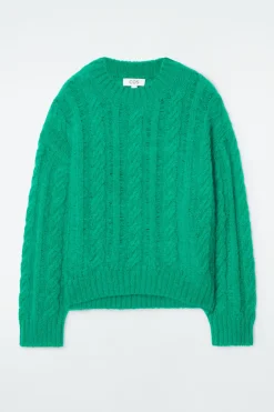 Online COS CABLE-KNIT MOHAIR SWEATER GREEN