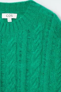Online COS CABLE-KNIT MOHAIR SWEATER GREEN