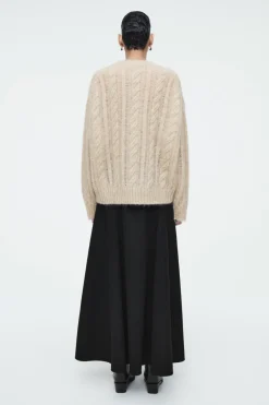 Clearance COS CABLE-KNIT MOHAIR SWEATER LIGHT BEIGE