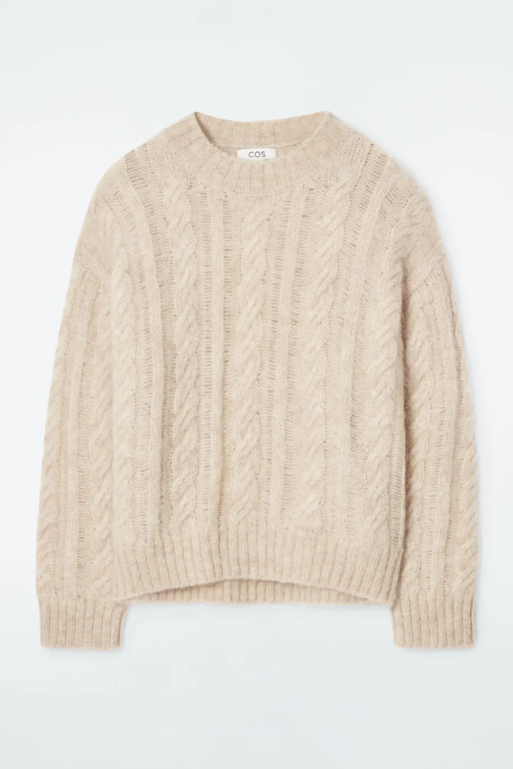 Clearance COS CABLE-KNIT MOHAIR SWEATER LIGHT BEIGE