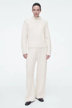 Hot COS CABLE-KNIT WOOL FUNNEL-NECK SWEATER IVORY