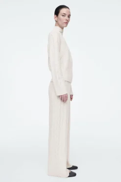 Hot COS CABLE-KNIT WOOL FUNNEL-NECK SWEATER IVORY