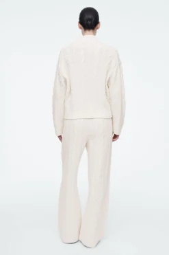 Hot COS CABLE-KNIT WOOL FUNNEL-NECK SWEATER IVORY