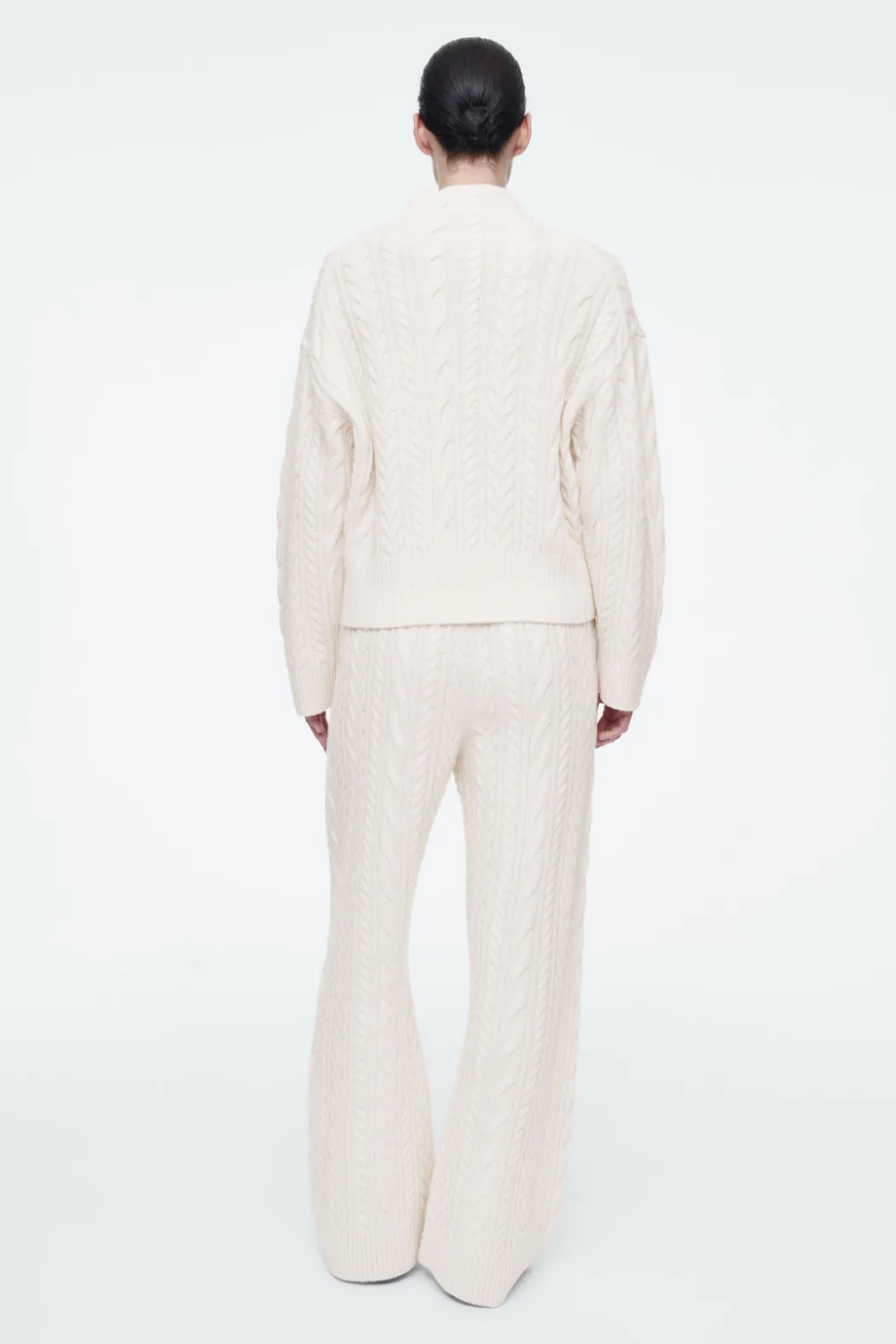 Hot COS CABLE-KNIT WOOL FUNNEL-NECK SWEATER IVORY