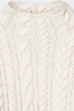 Hot COS CABLE-KNIT WOOL FUNNEL-NECK SWEATER IVORY