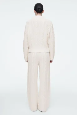 Clearance COS CABLE-KNIT WOOL PANTS IVORY
