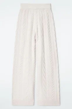 Clearance COS CABLE-KNIT WOOL PANTS IVORY