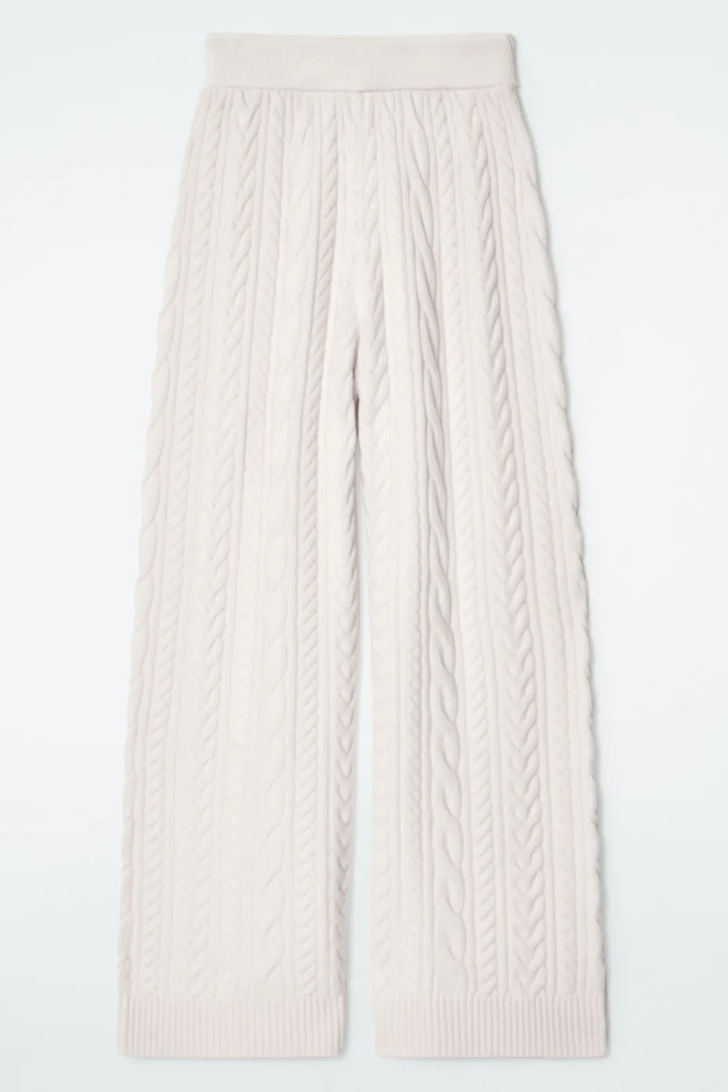 Clearance COS CABLE-KNIT WOOL PANTS IVORY