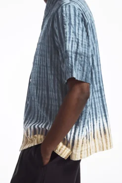 COS CAMP-COLLAR SHORT-SLEEVED SHIRT BLUE / BEIGE