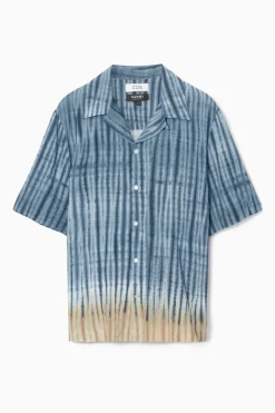 COS CAMP-COLLAR SHORT-SLEEVED SHIRT BLUE / BEIGE