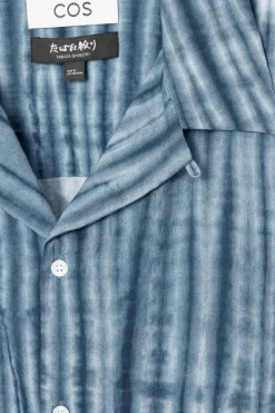 COS CAMP-COLLAR SHORT-SLEEVED SHIRT BLUE / BEIGE