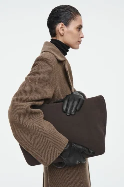 Outlet COS CASHMERE-LINED LEATHER GLOVES BLACK